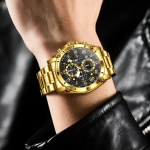 Trend Men Bracelet Style Straps Round Reset Time Analogue Watch 3