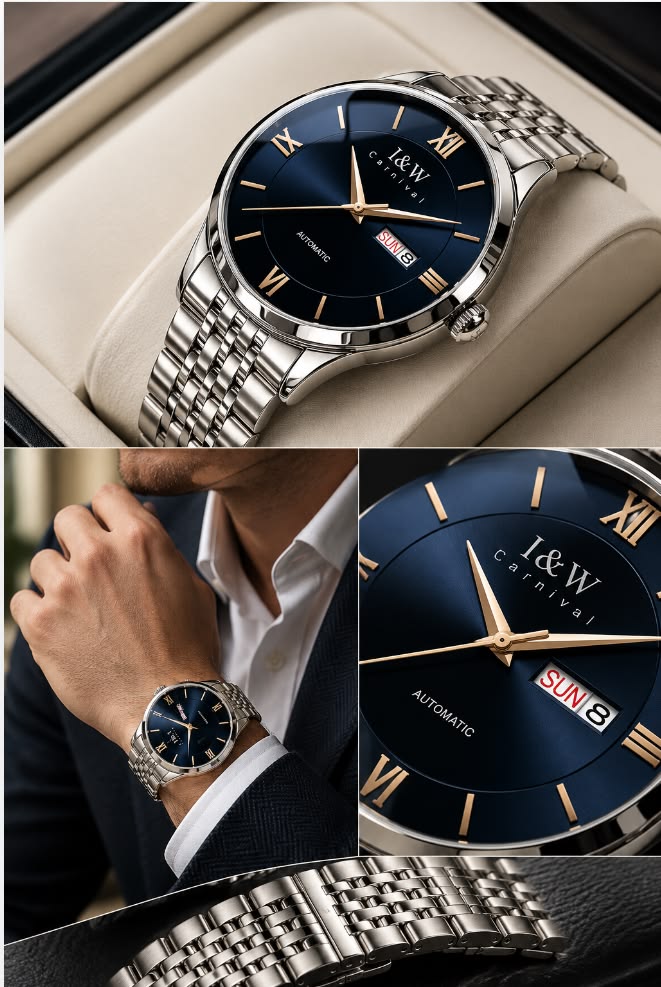 I&W Carnival Automatic Mechanical Watch _ Blue Dial Business Luxury