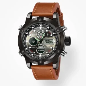 Trend  Analog Digital Leather Strap Watch