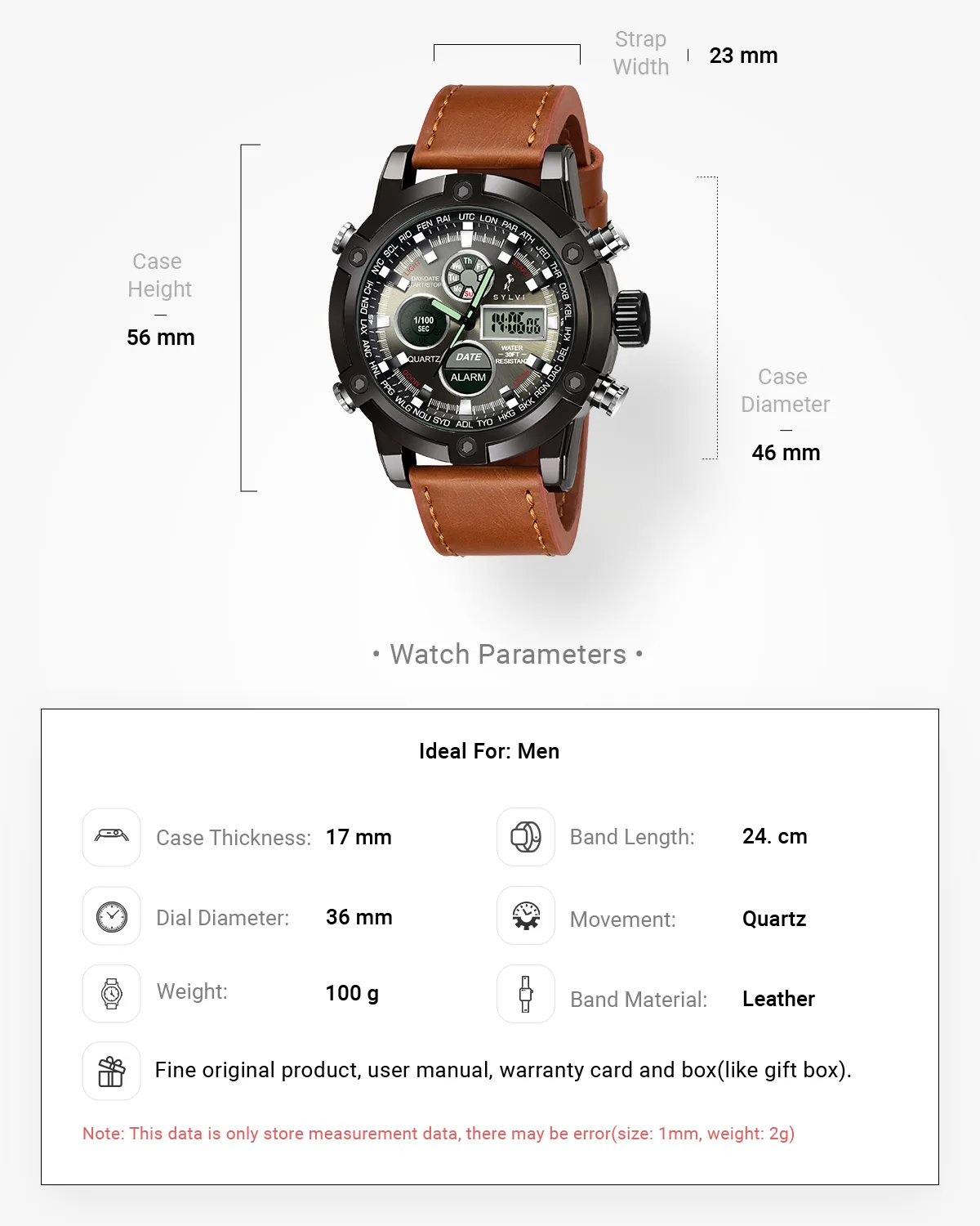 Trend Analog Digital Leather Strap Watch - Image 4