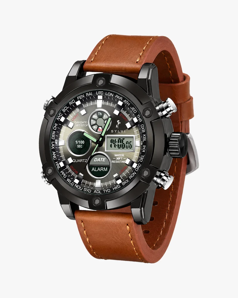 Trend Analog Digital Leather Strap Watch - Image 3